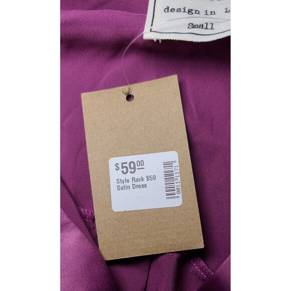 Style Rack Purple Pink Satin Button-Down Collared Shirt Dress Women’s Size Small - Picture 7 of 9